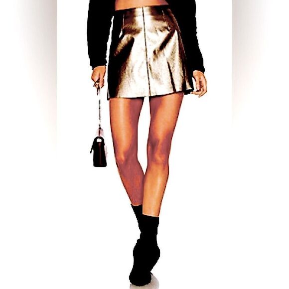 NWT Bailey 44 Bronze Metallic Chew the Scenery mini skirt - Picture 1 of 8